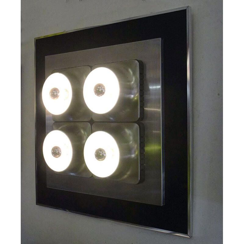 Vintage wall panel with four lights, 1970s