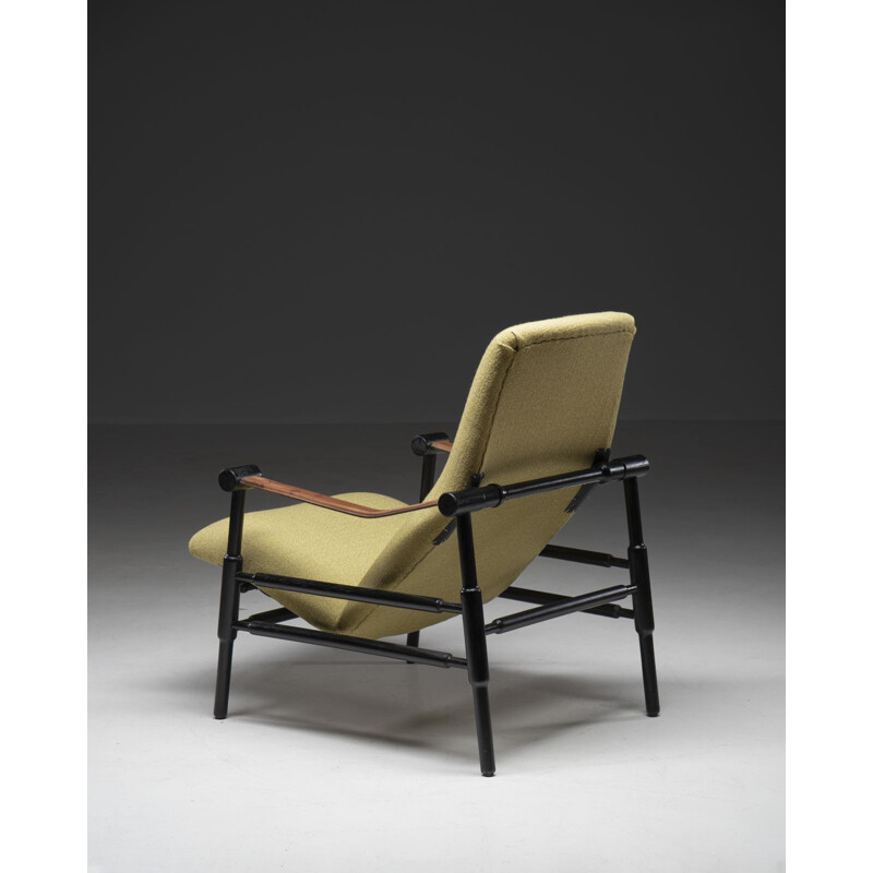 Vintage Italian armchair in wood and fabric, 1950