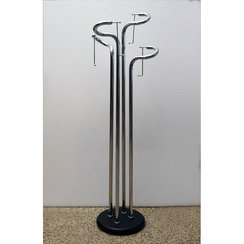 Vintage-Skulptur-Garderobenständer aus verchromtem Stahl, Italien 1970