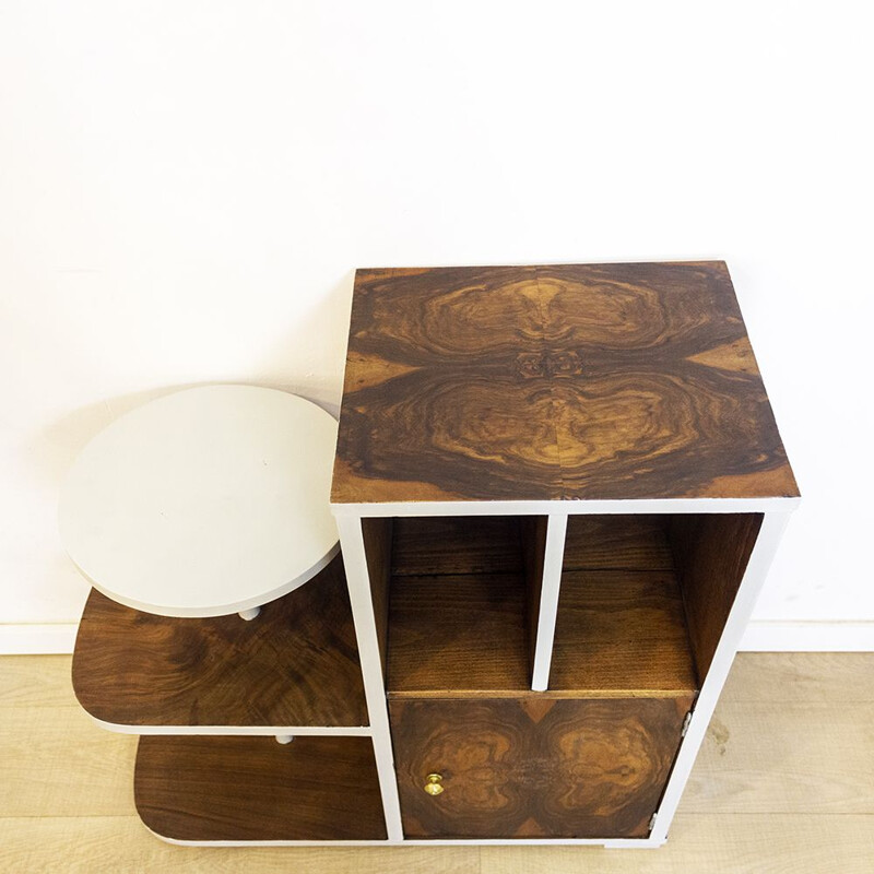 Art Deco vintage walnut side table, Spain 1940s