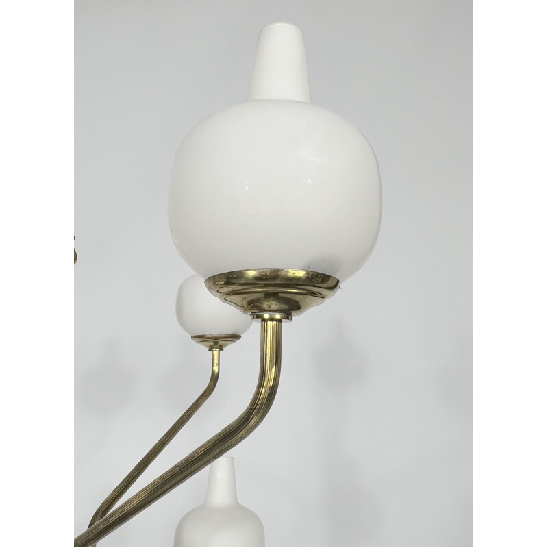 Mid-century 6 lights Stilnovo brass floor lamp, 1950s