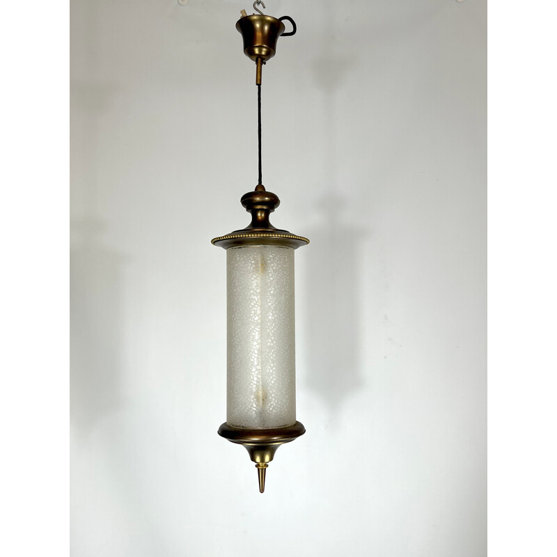 Lampada a sospensione in ottone vintage di Lumi Milano, 1950