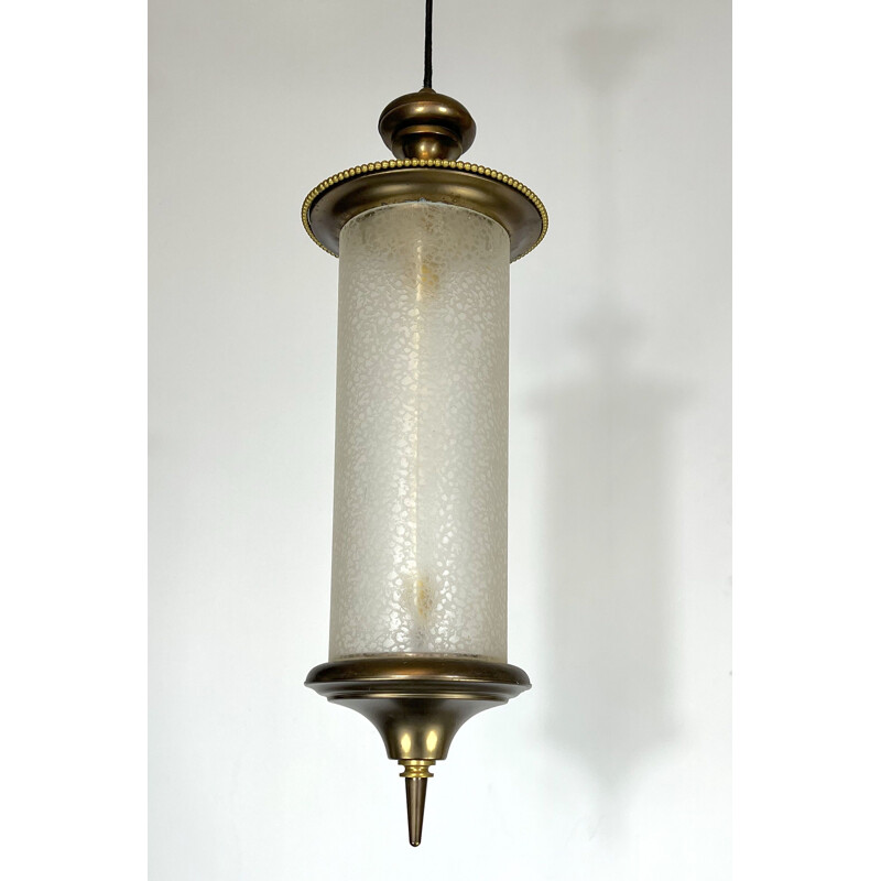 Lampada a sospensione in ottone vintage di Lumi Milano, 1950