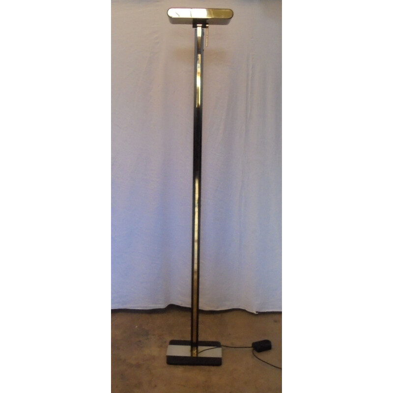 Vintage black lacquered metal halogen floor lamp, 1970