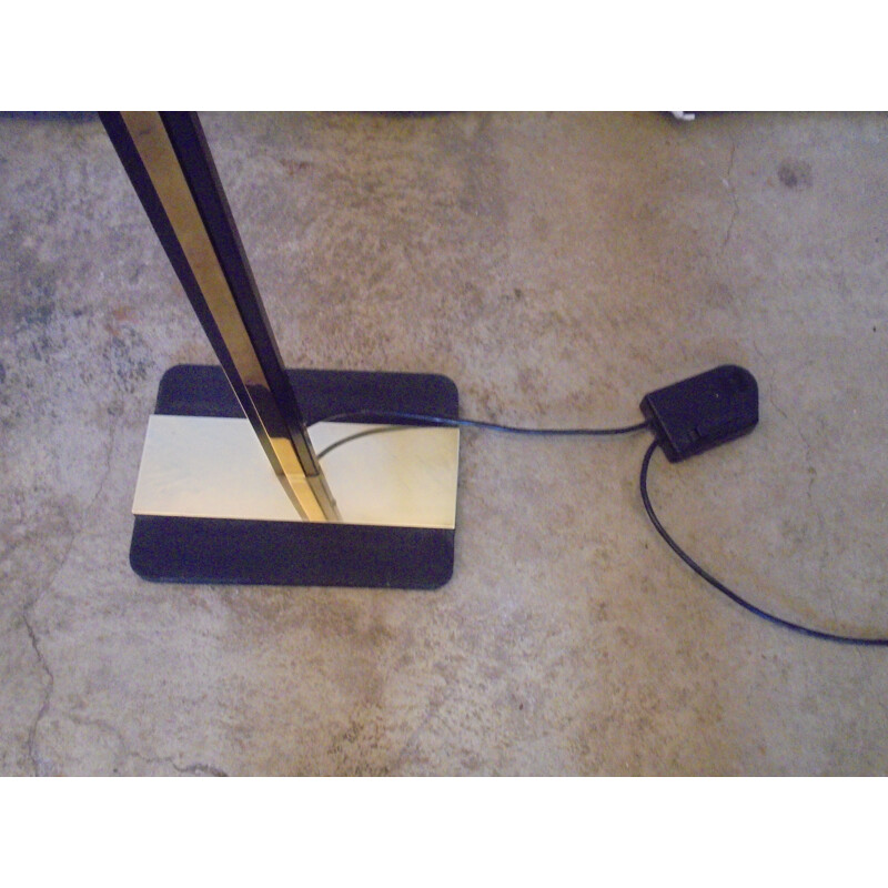 Vintage black lacquered metal halogen floor lamp, 1970