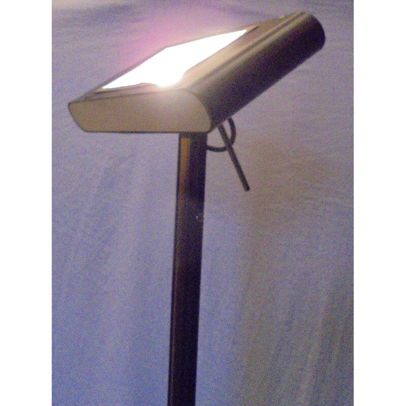 Vintage black lacquered metal halogen floor lamp, 1970