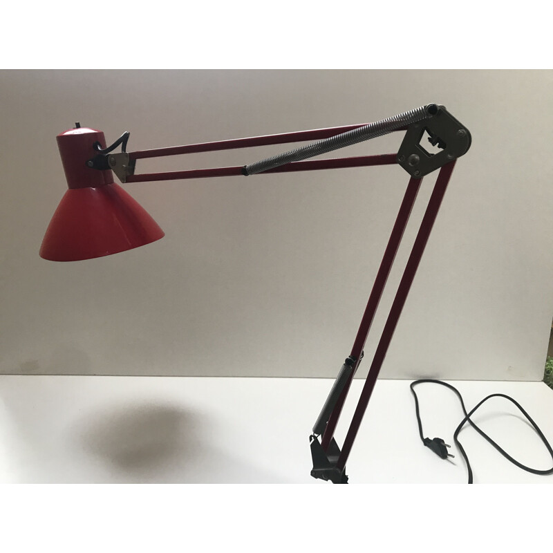 Vintage red architect lamp, Rda