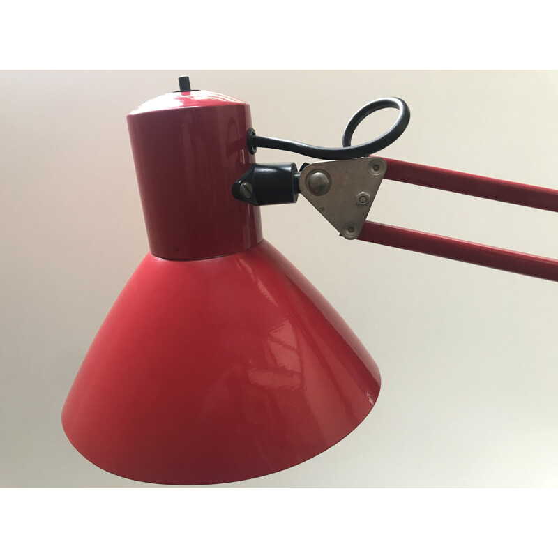 Vintage red architect lamp, Rda