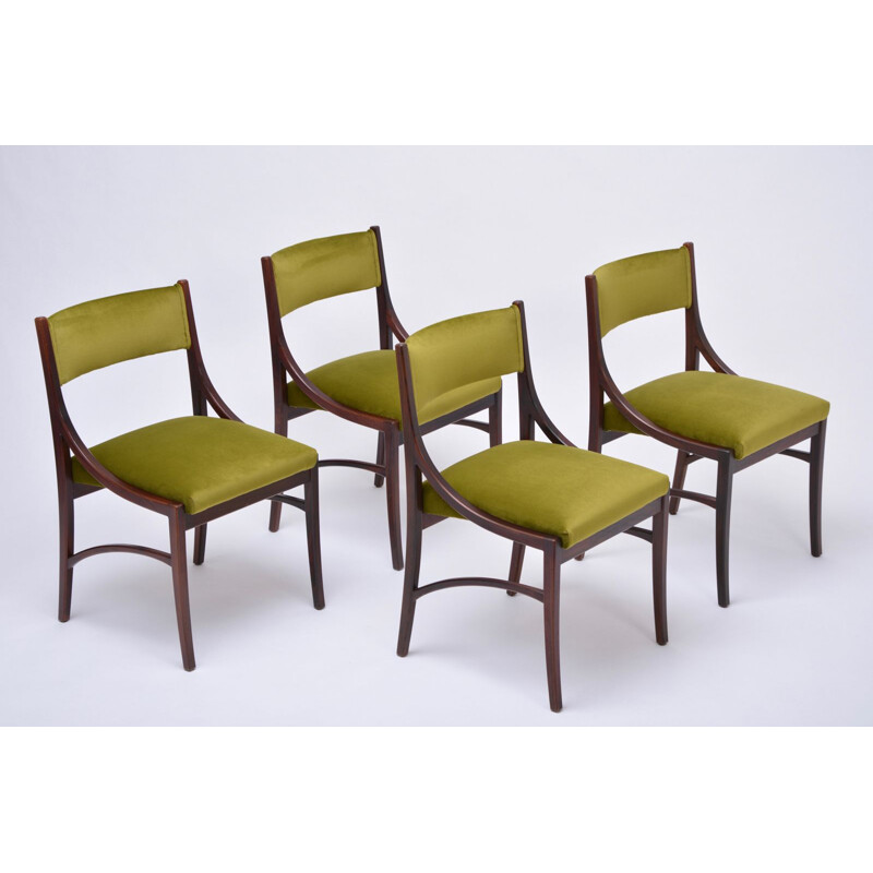 Set of 4 mid-century green dining chairs by Ico Parisi