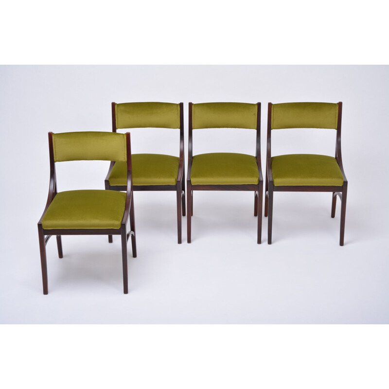 Set of 4 mid-century green dining chairs by Ico Parisi