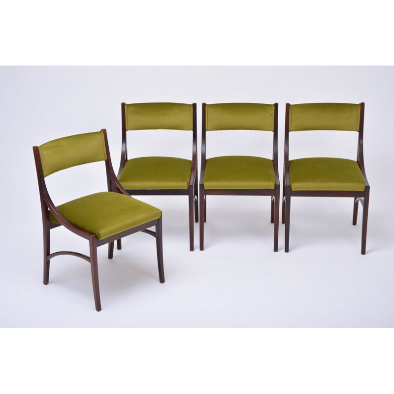 Set of 4 mid-century green dining chairs by Ico Parisi