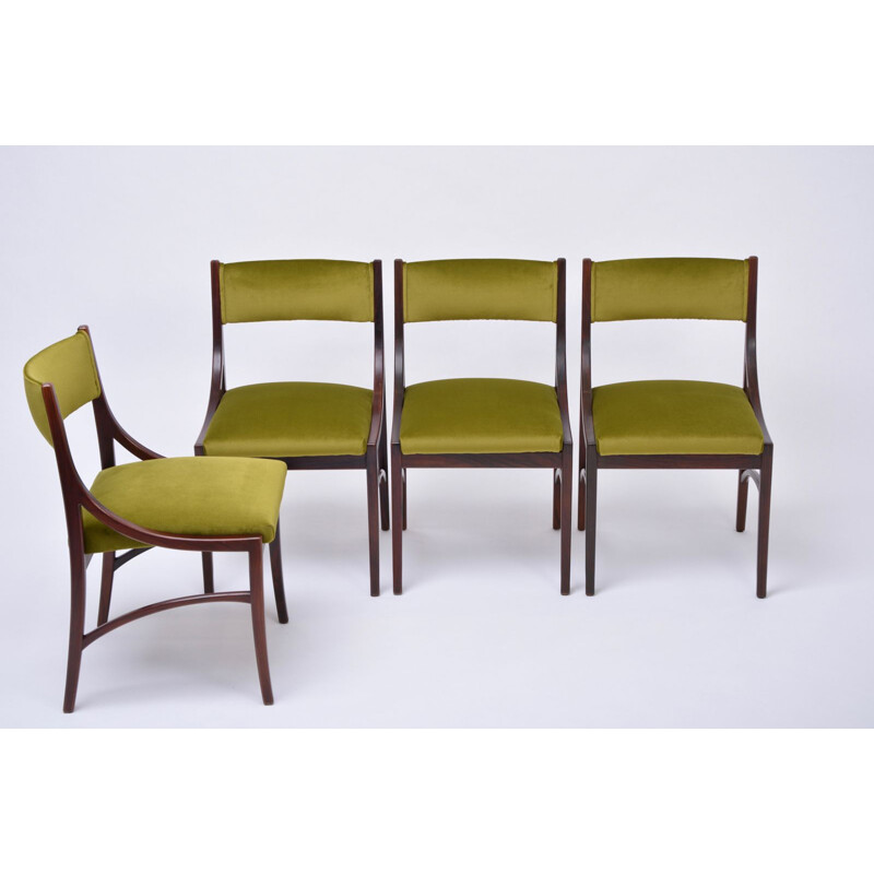 Set of 4 mid-century green dining chairs by Ico Parisi