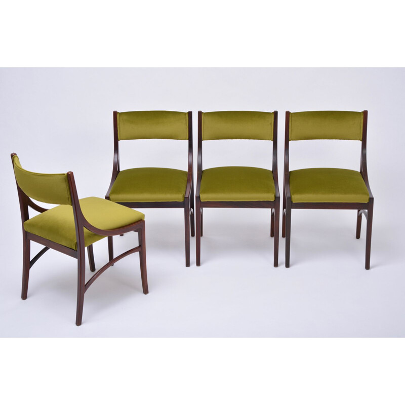 Set of 4 mid-century green dining chairs by Ico Parisi