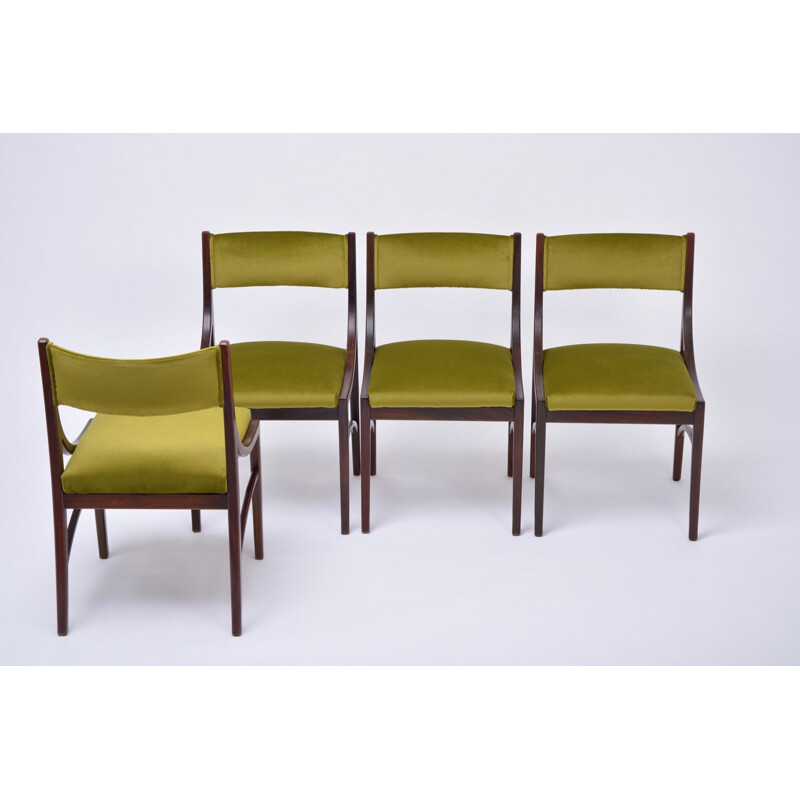 Ensemble de 4 chaises vintage vertes par Ico Parisi