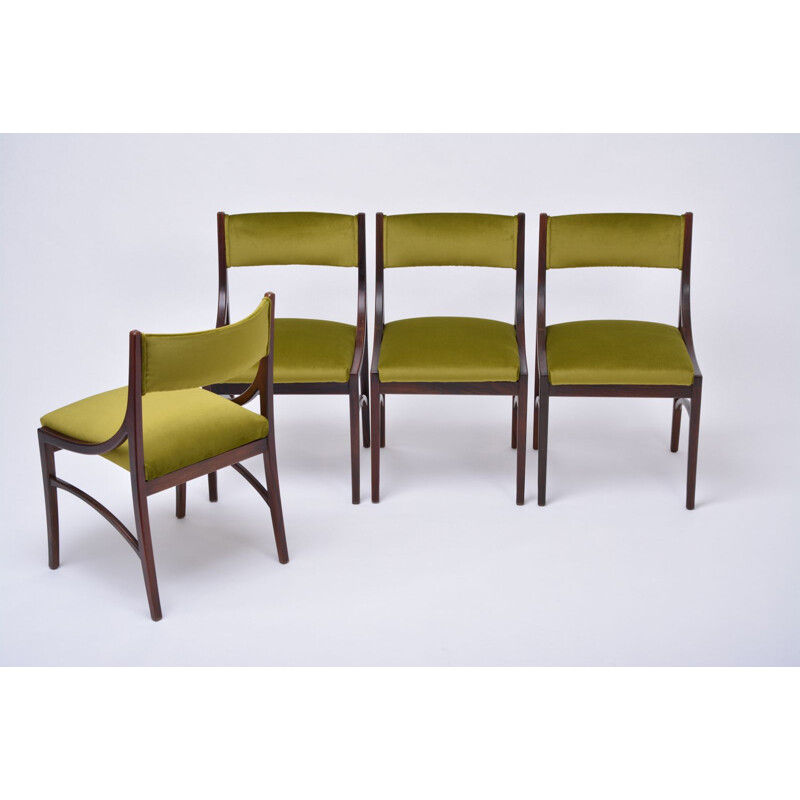 Ensemble de 4 chaises vintage vertes par Ico Parisi