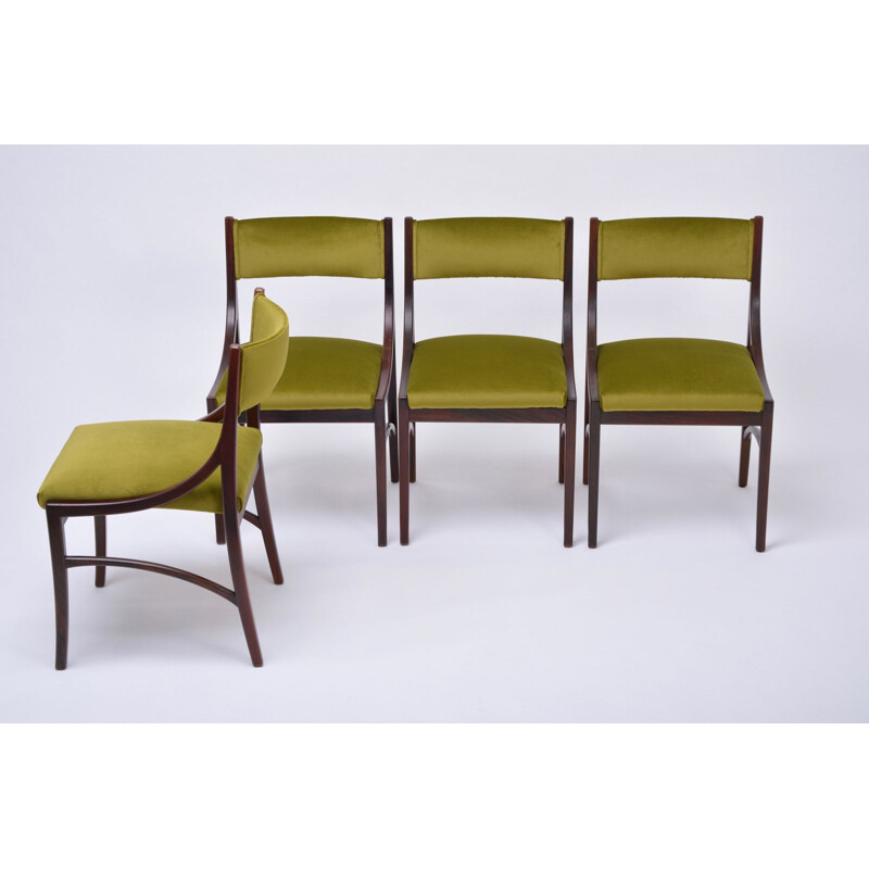 Set of 4 mid-century green dining chairs by Ico Parisi