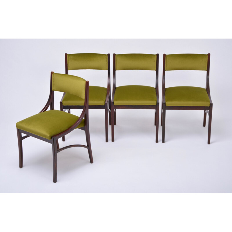 Set of 4 mid-century green dining chairs by Ico Parisi
