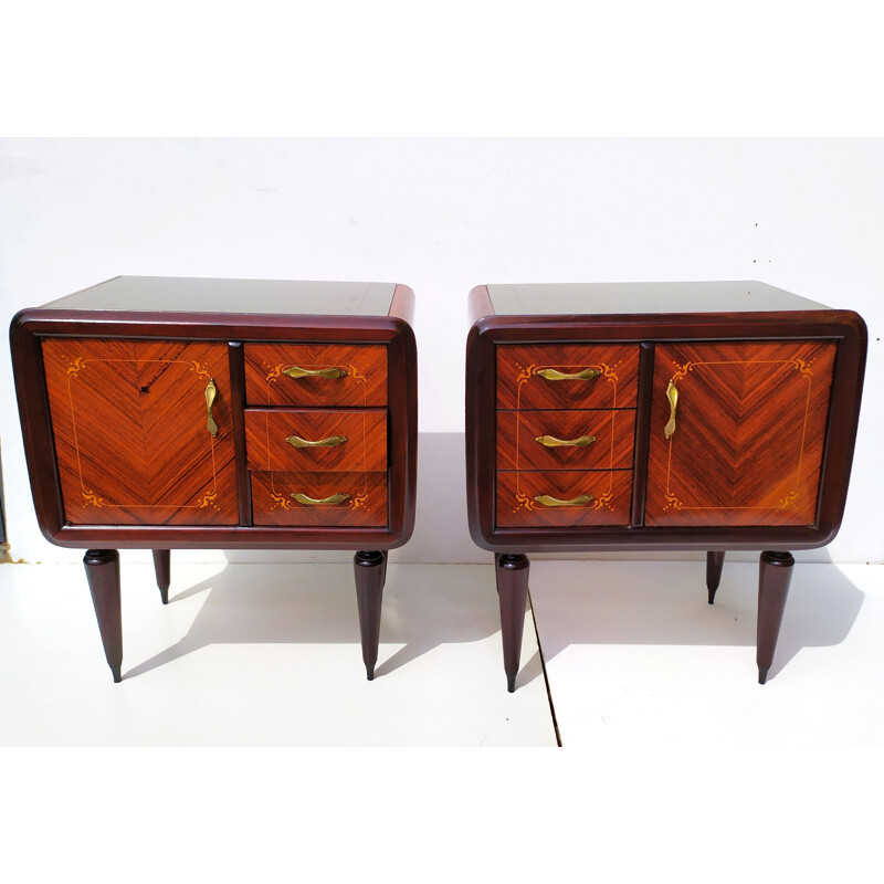 Pair of vintage teak night stands by Paolo Buffa, 1940s