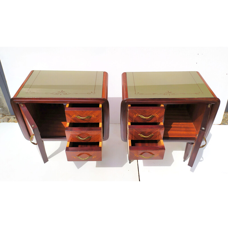 Par de mesas de cabeceira de teca vintage por Paolo Buffa, 1940