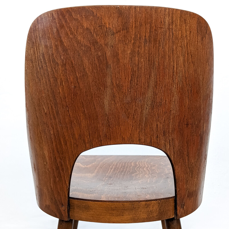 Juego de 4 sillas vintage de madera tratada de Oswald Haerdtl para Ton, Austria 1955