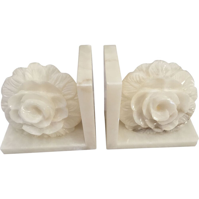 Pair of vintage alabaster bookends, 1970