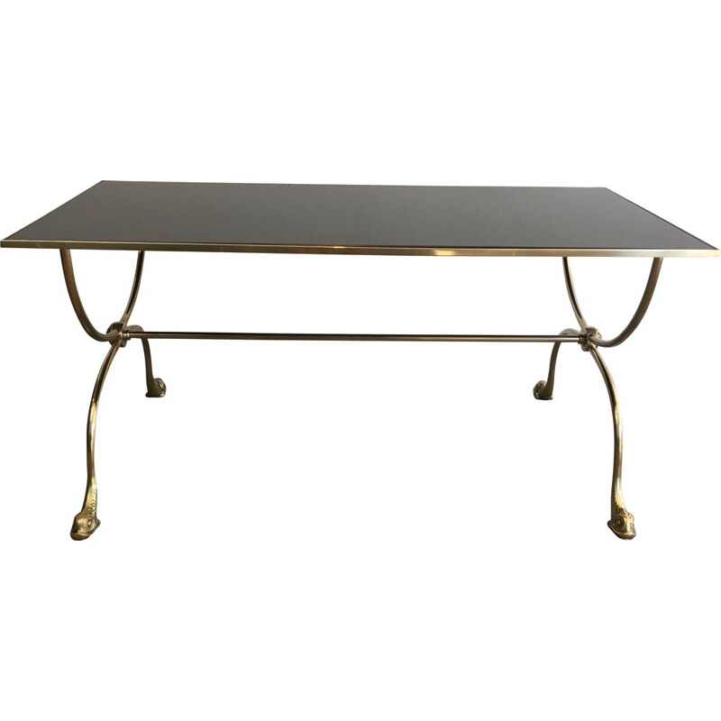 Vintage brass coffee table by Jansen, France 1940