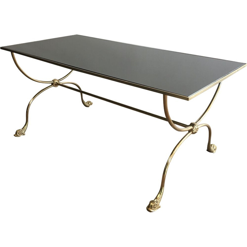 Vintage brass coffee table by Jansen, France 1940