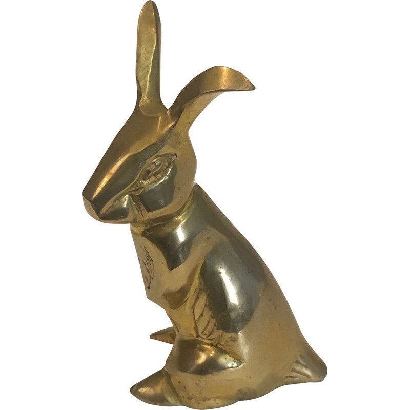 Vintage brass rabbit sculpture, France 1970