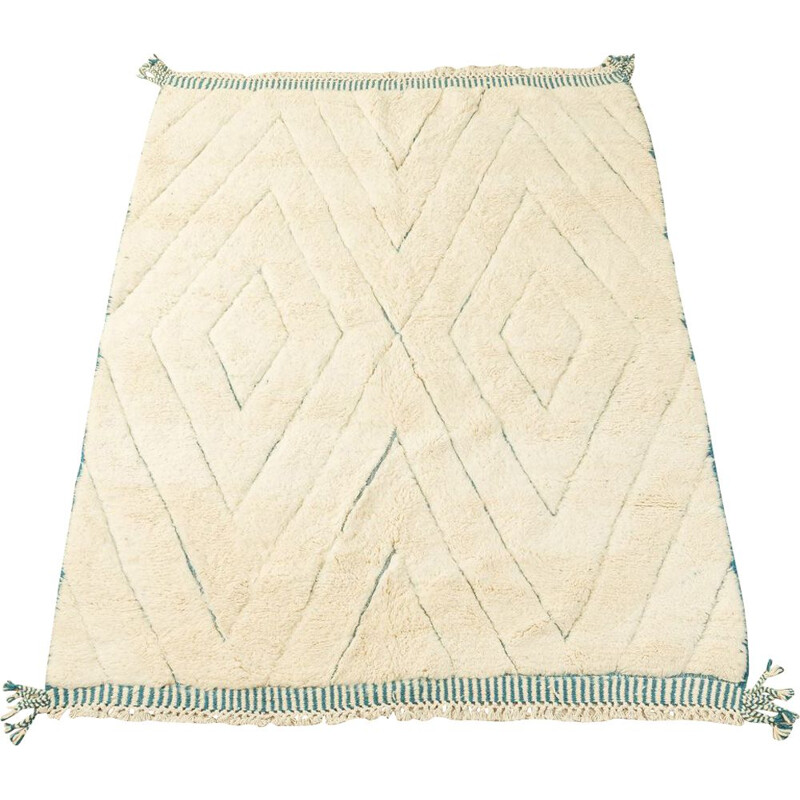 Blue Diamond" vintage berber carpet in wool, Morocco