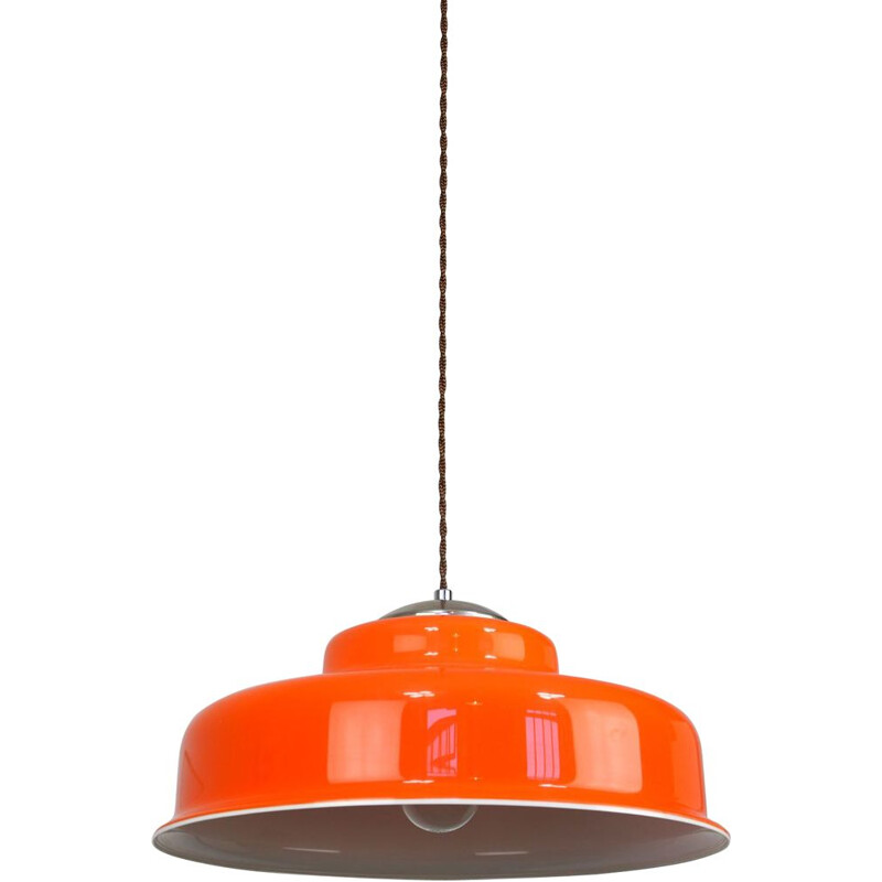 Vintage space age hanging lamp in orange copper