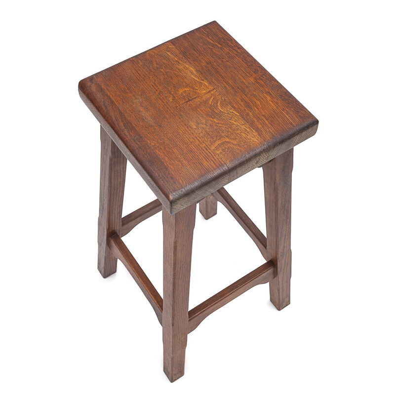 Vintage bar stools in solid oakwood, 1950