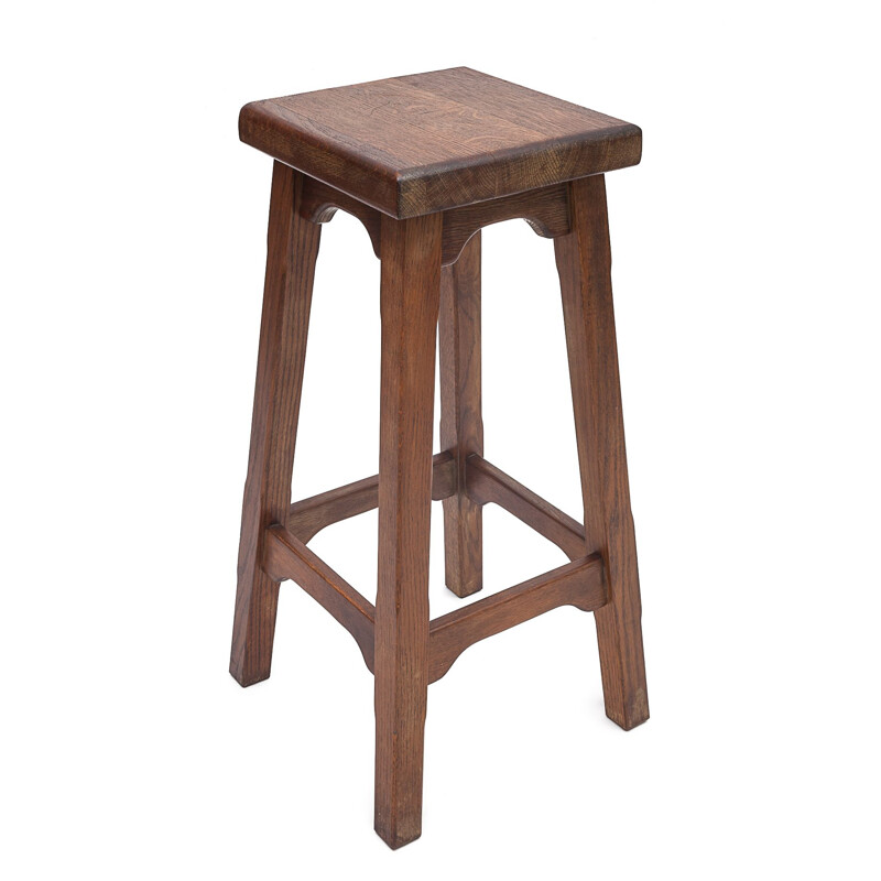 Vintage bar stools in solid oakwood, 1950