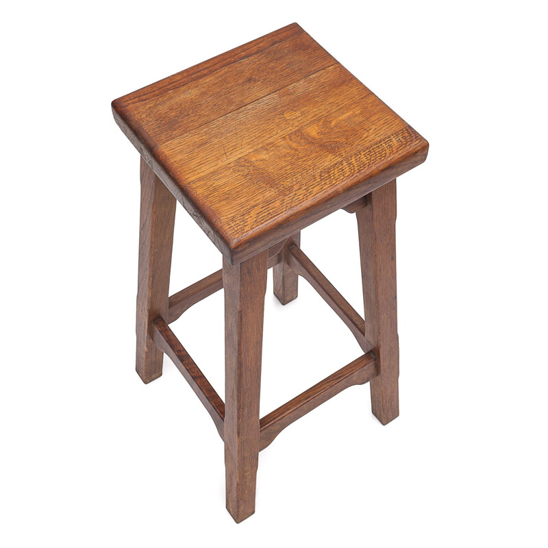 Vintage bar stools in solid oakwood, 1950