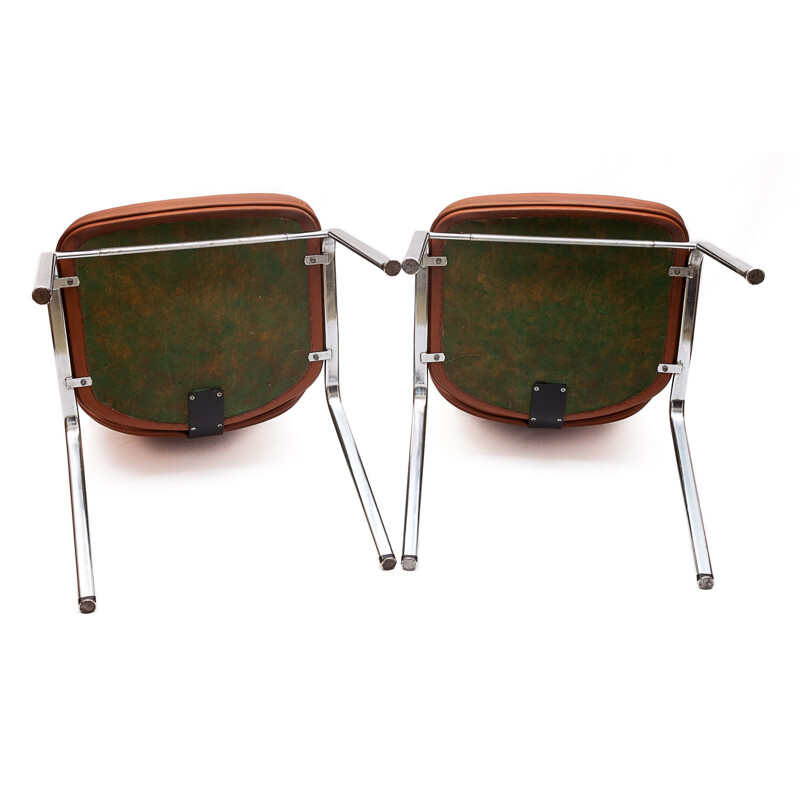 Paire de chaises de bureau vintage en cuir, 1950
