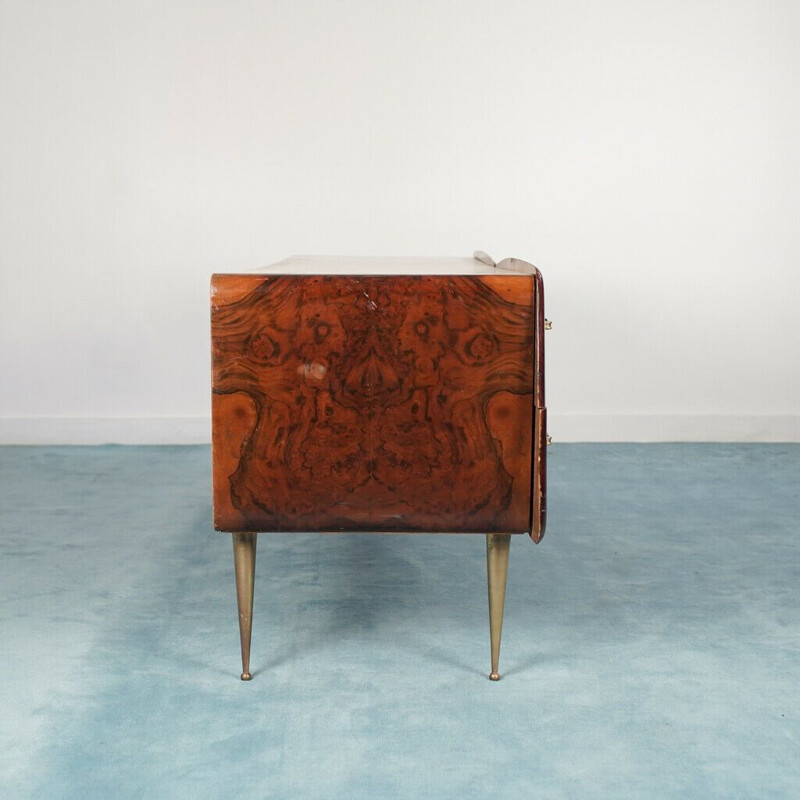 Vintage Borsani wood sideboard with pair of night stands, 1950s