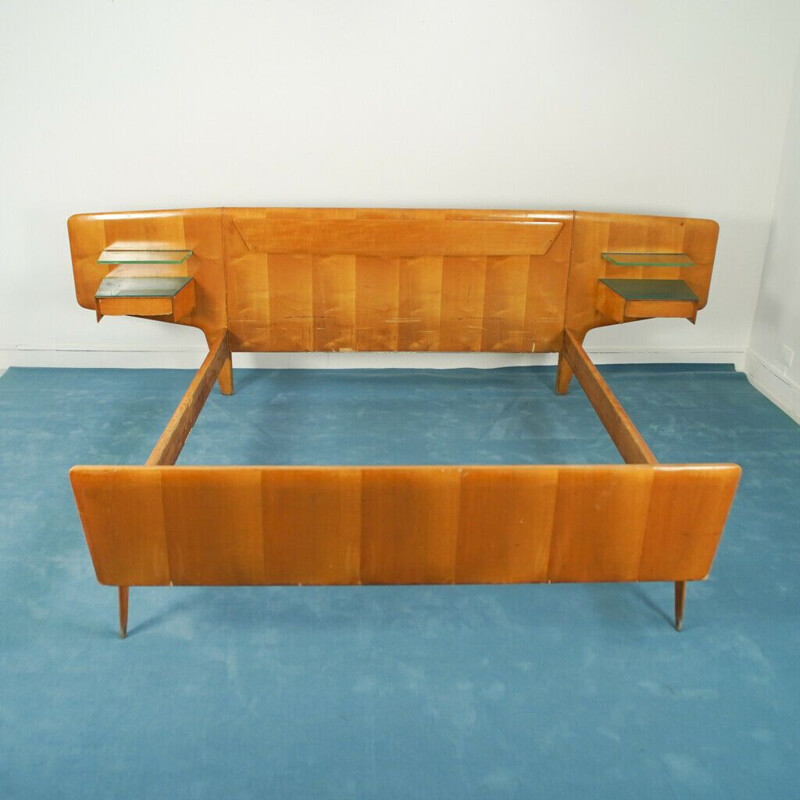 Vintage-Doppelbett aus Holz von Vittorio