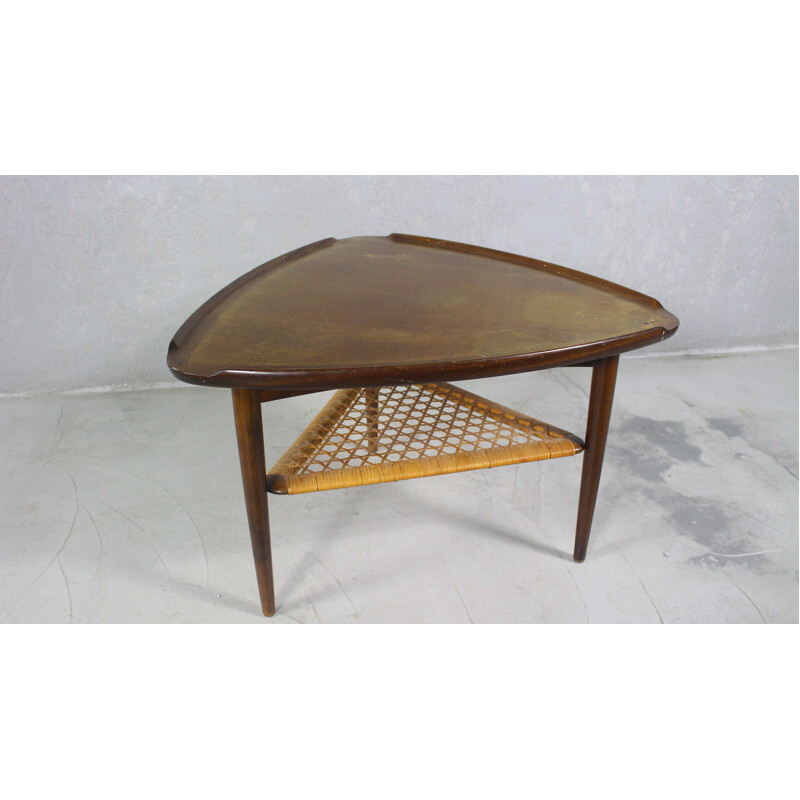 Vintage triangular Danish side table, 1960s