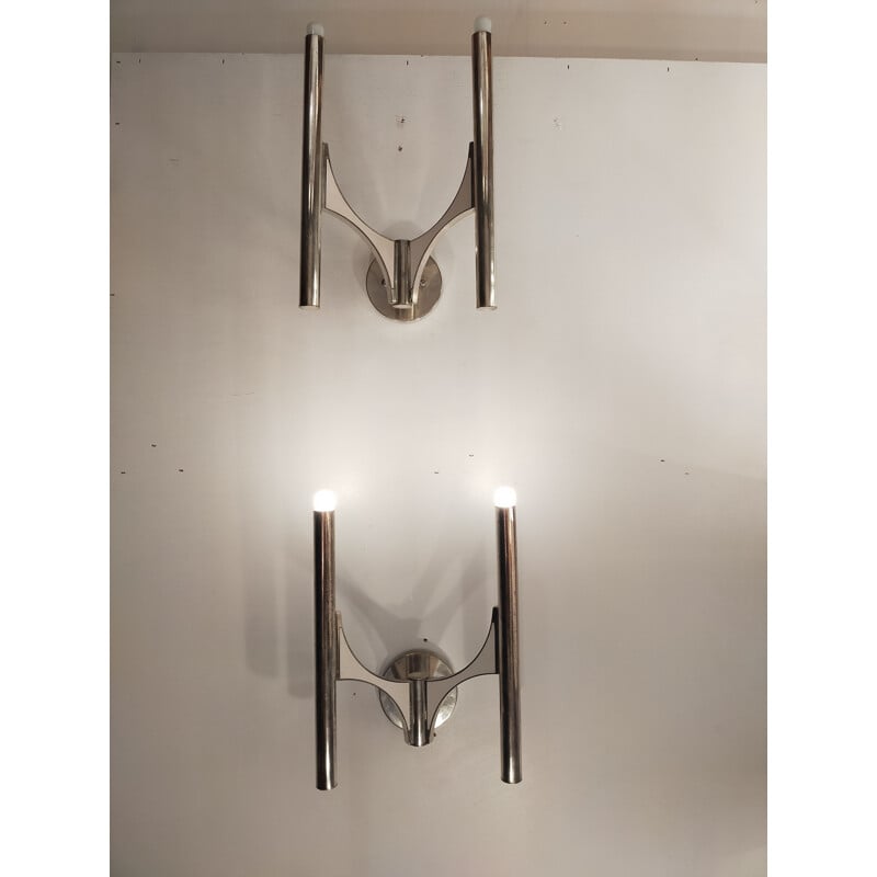 Pair of vintage wall lamps "Orbit" by Gaëtano Sciolari, 1960