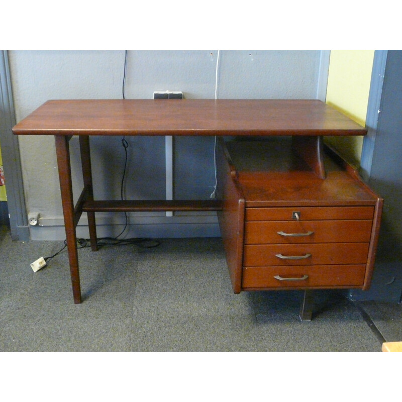 Mahogany desk, Jacques HAUVILLE - 1950s