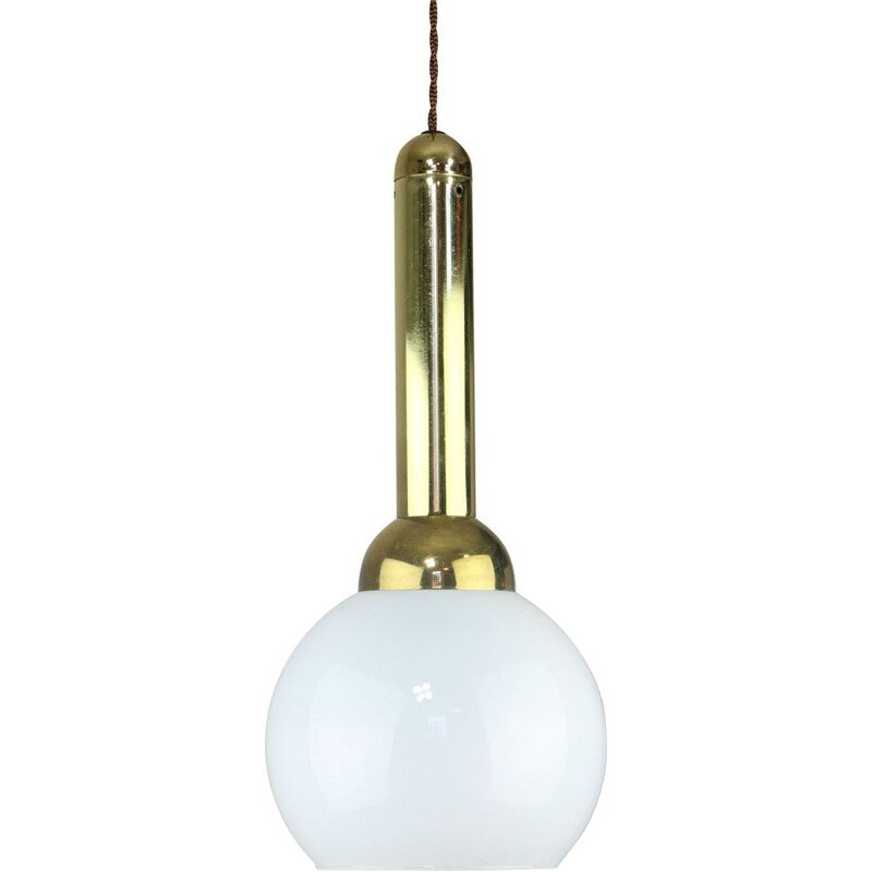 Vintage gold & opaline pendant lamp