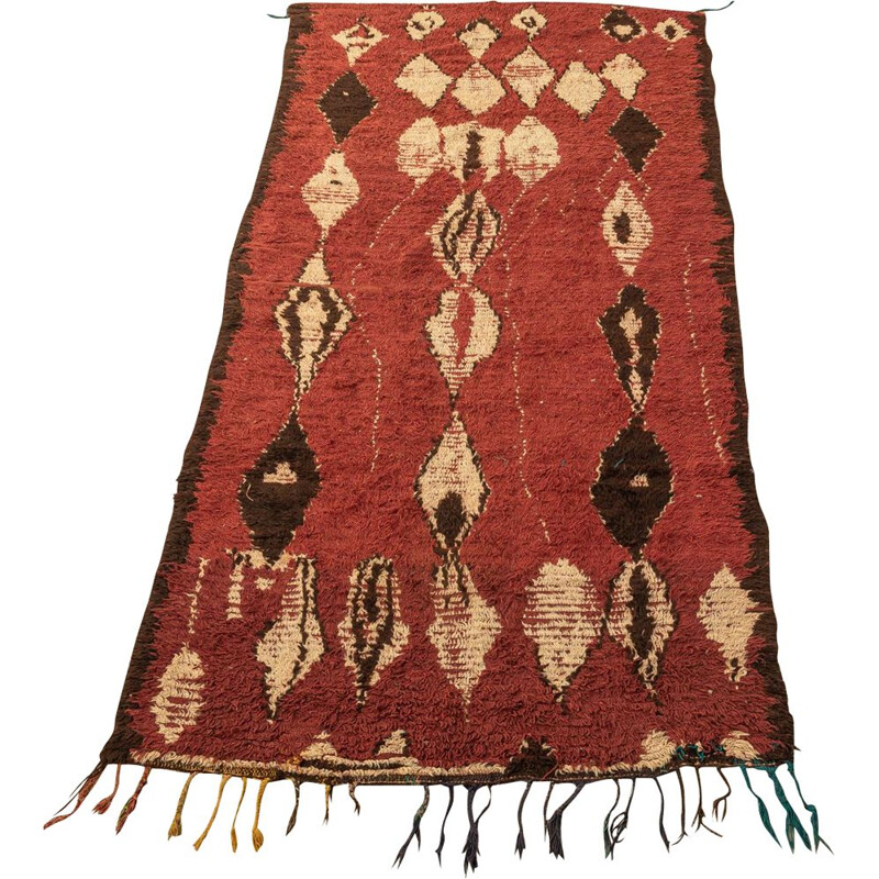 Vintage Azilal Tapete berbere em lã, Marrocos 1980