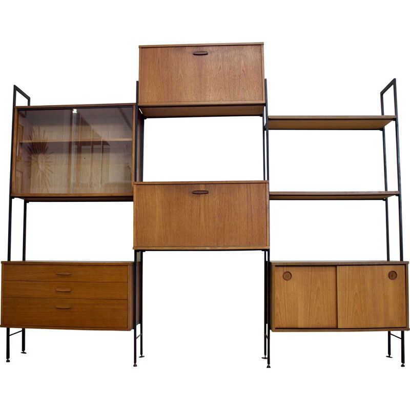 Vintage teak 7-piece shelving unit by Avalon, UK 1960s