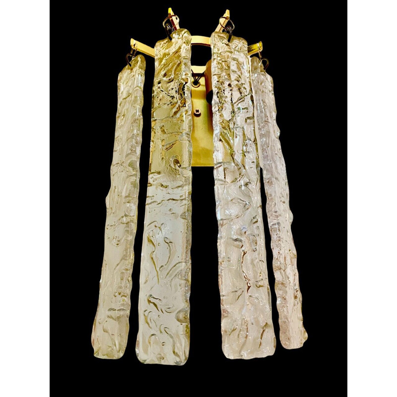Vintage Mazzega Wandleuchte aus goldbeschichtetem Muranoglas, 1980