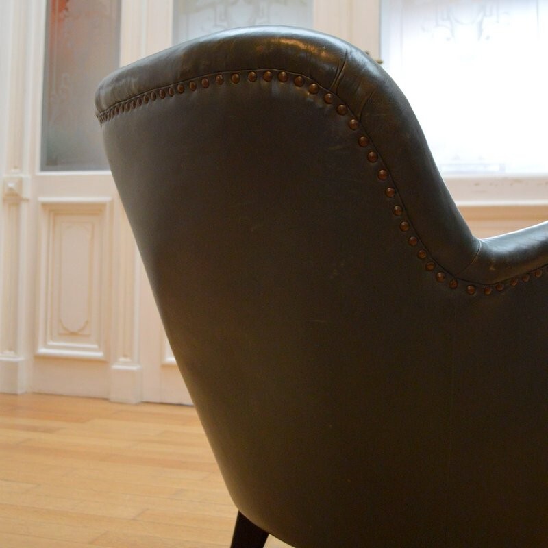 Cocktail leather armchair - 1950s