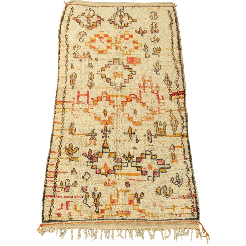 Vintage Berber Azilal wool carpet, Morocco 1980