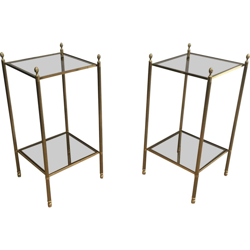 Pair of vintage brass side tables for the House of Jansen, France 1940