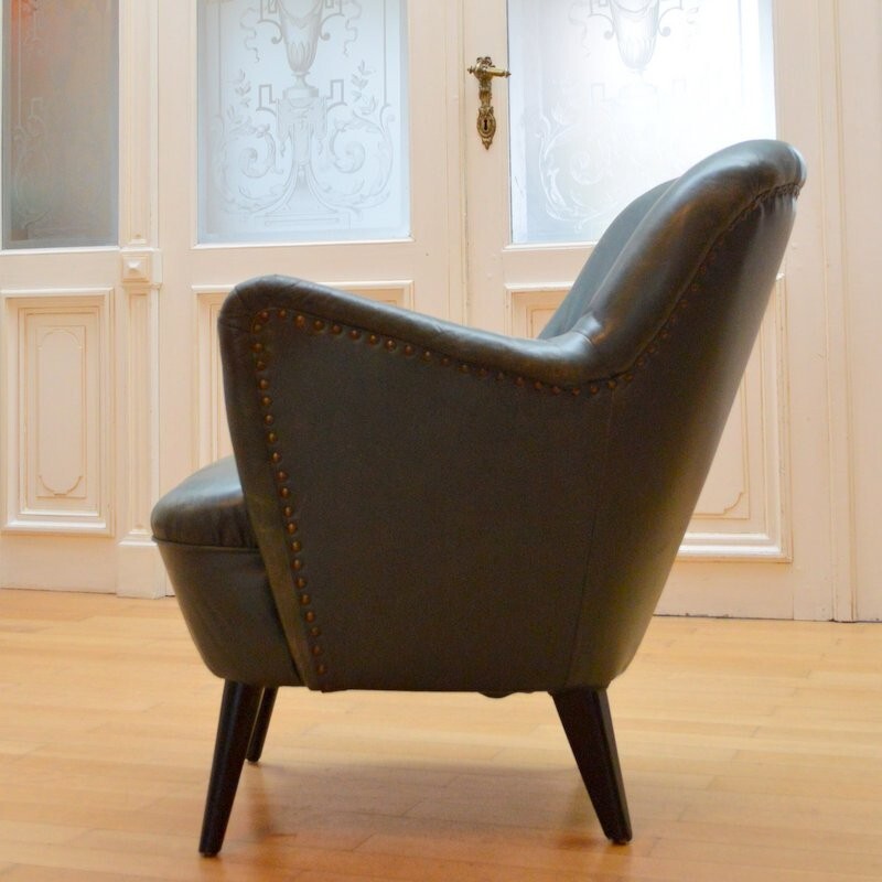 Cocktail leather armchair - 1950s