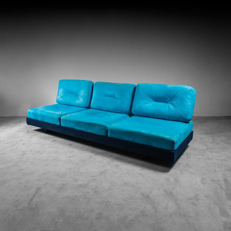 Vintage 3 seater sofa Saporiti in light blue, 1980s