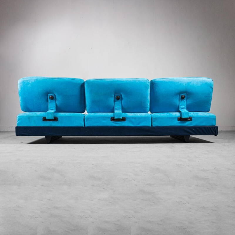 Vintage 3 seater sofa Saporiti in light blue, 1980s