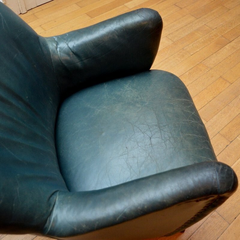 Cocktail leather armchair - 1950s